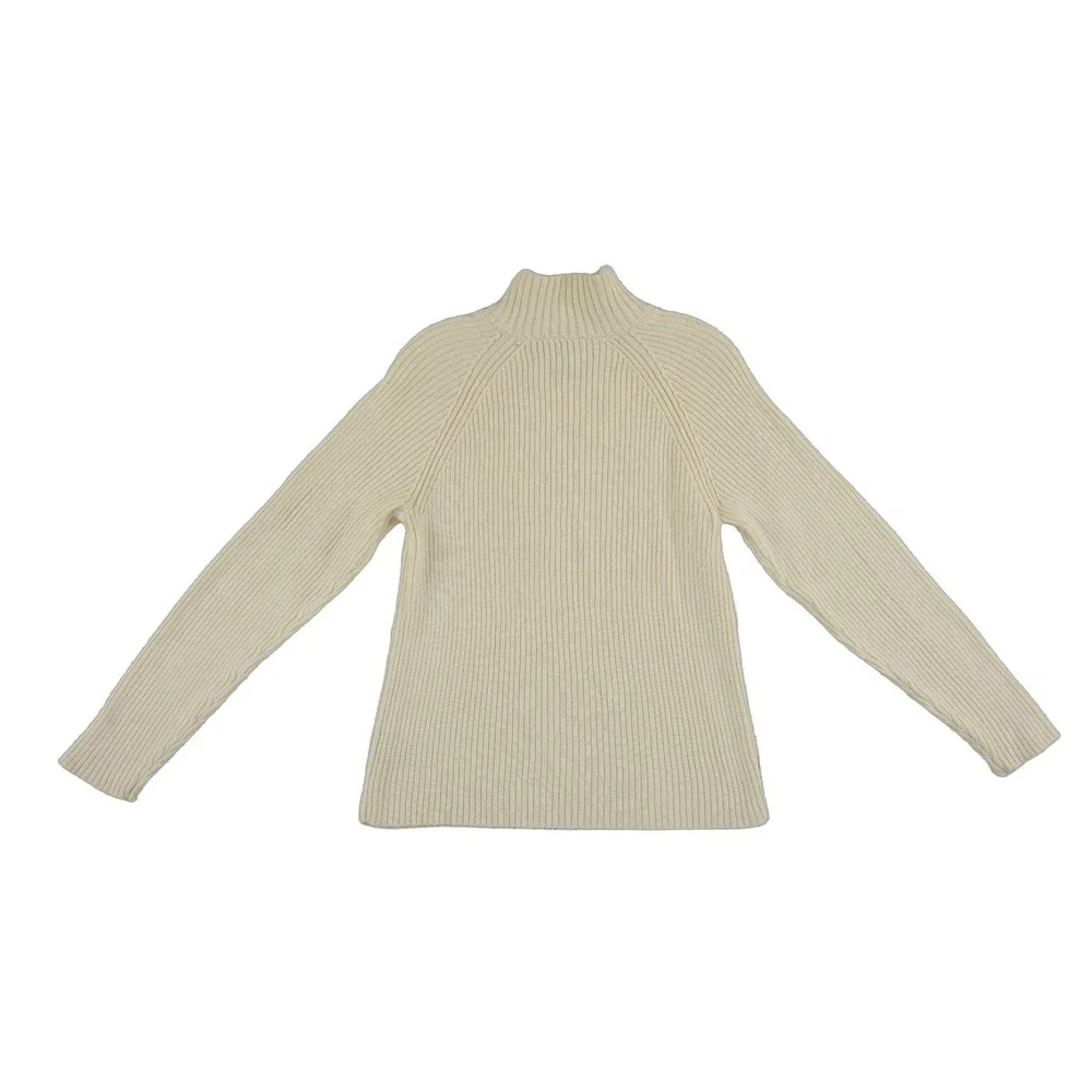 Lauren Ralph Lauren Sweater 100% Cotton Women's Size XL Cream Ribbed Gold Button